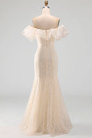 Load image into Gallery viewer, Sparkly Light Pink Mermaid Ruffled Sequins Long Mother of the Bride Dress