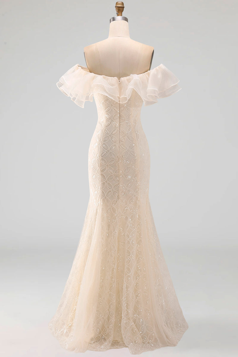 Load image into Gallery viewer, Sparkly Light Pink Mermaid Ruffled Sequins Long Mother of the Bride Dress