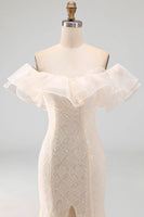 Load image into Gallery viewer, Sparkly Light Pink Mermaid Ruffled Sequins Long Mother of the Bride Dress