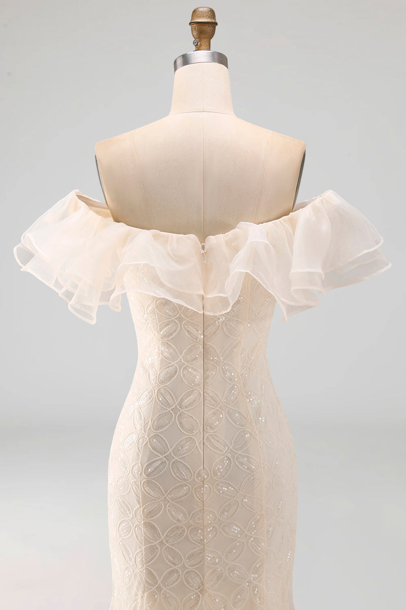 Load image into Gallery viewer, Sparkly Light Pink Mermaid Ruffled Sequins Long Mother of the Bride Dress