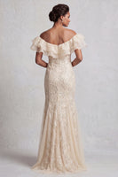 Load image into Gallery viewer, Sparkly Light Pink Mermaid Ruffled Sequins Long Mother of the Bride Dress