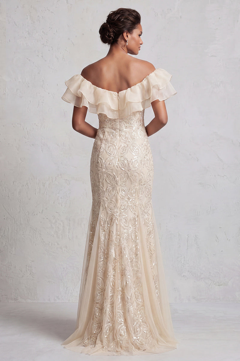 Load image into Gallery viewer, Sparkly Light Pink Mermaid Ruffled Sequins Long Mother of the Bride Dress