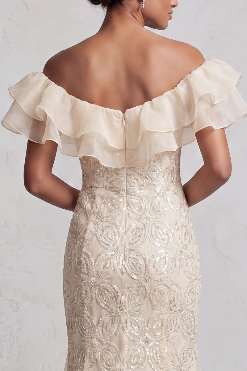 Load image into Gallery viewer, Sparkly Light Pink Mermaid Ruffled Sequins Long Mother of the Bride Dress