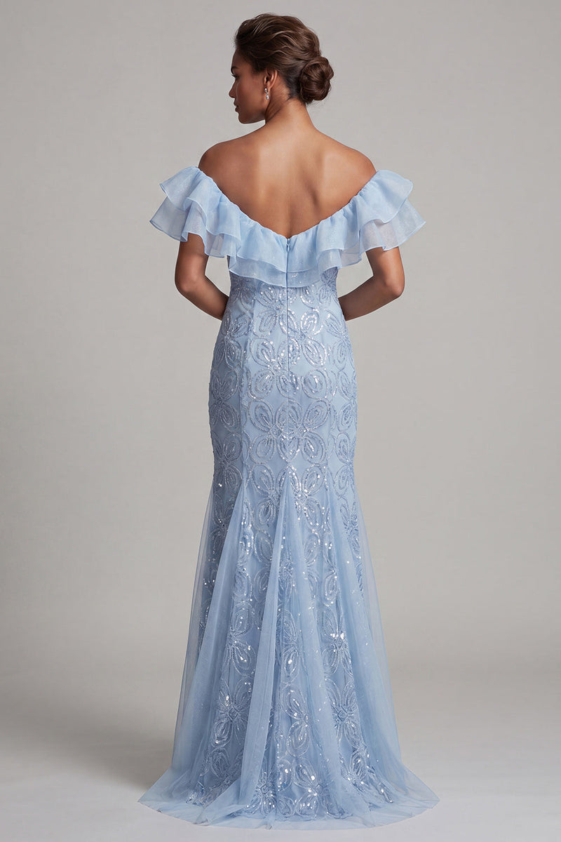 Load image into Gallery viewer, Sparkly Light Pink Mermaid Ruffled Sequins Long Mother of the Bride Dress
