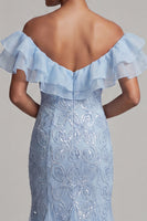 Load image into Gallery viewer, Sparkly Light Pink Mermaid Ruffled Sequins Long Mother of the Bride Dress
