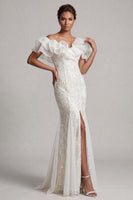Load image into Gallery viewer, Sparkly Light Pink Mermaid Ruffled Sequins Long Mother of the Bride Dress