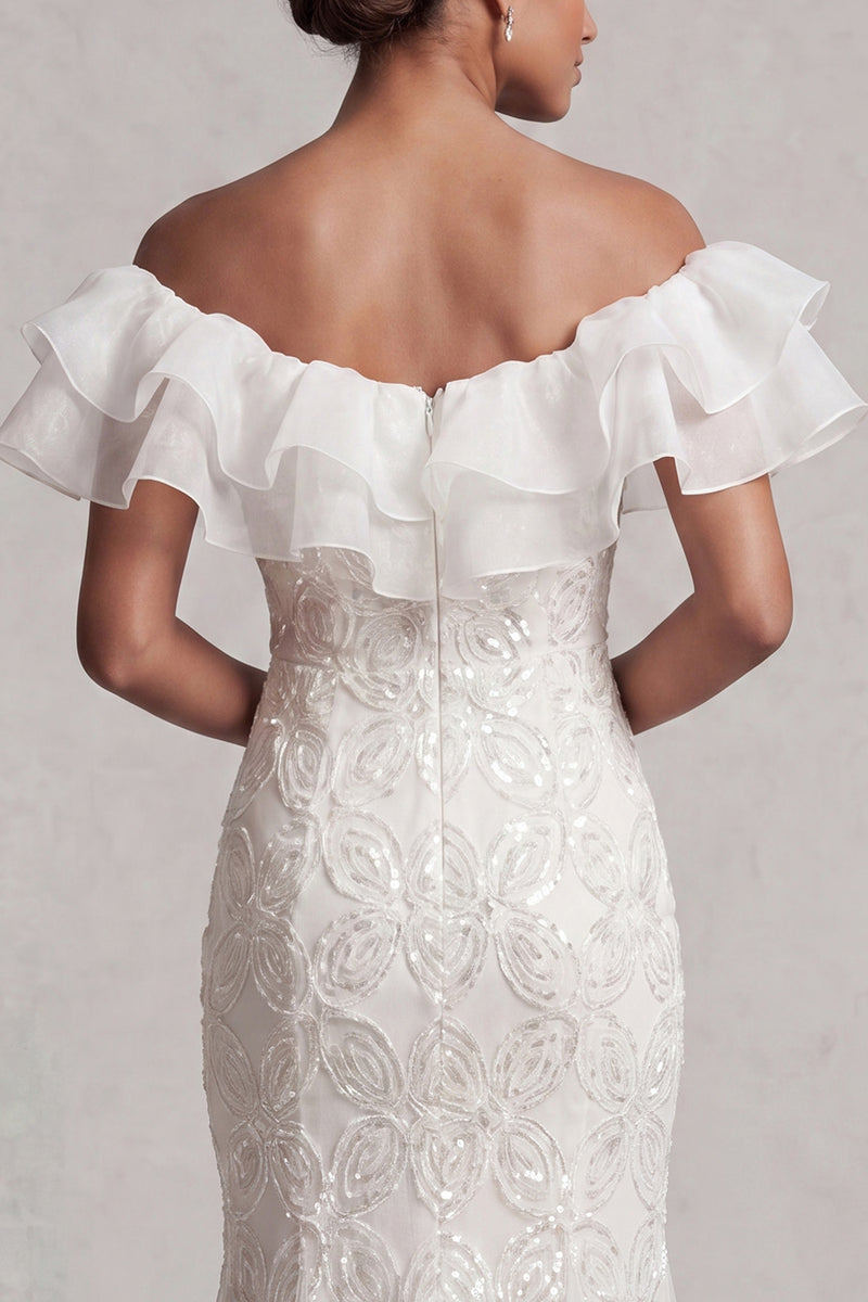 Load image into Gallery viewer, Sparkly Light Pink Mermaid Ruffled Sequins Long Mother of the Bride Dress