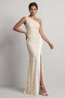 Load image into Gallery viewer, Mermaid Sequins Light Pink Sparkly Long Mother of the Bride Dress with Slit