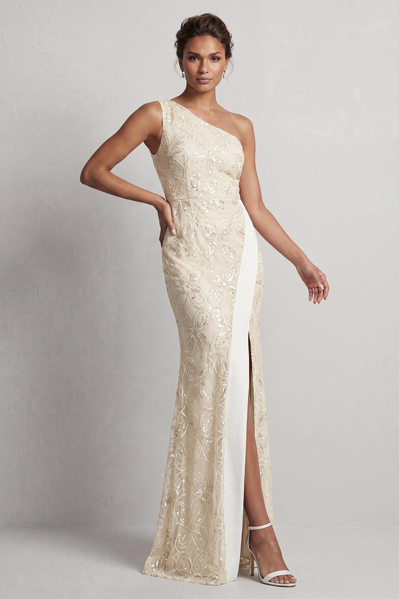 Load image into Gallery viewer, Mermaid Sequins Light Pink Sparkly Long Mother of the Bride Dress with Slit