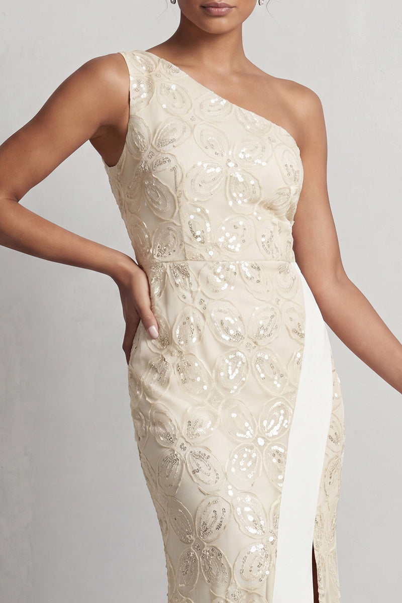 Load image into Gallery viewer, Mermaid Sequins Light Pink Sparkly Long Mother of the Bride Dress with Slit