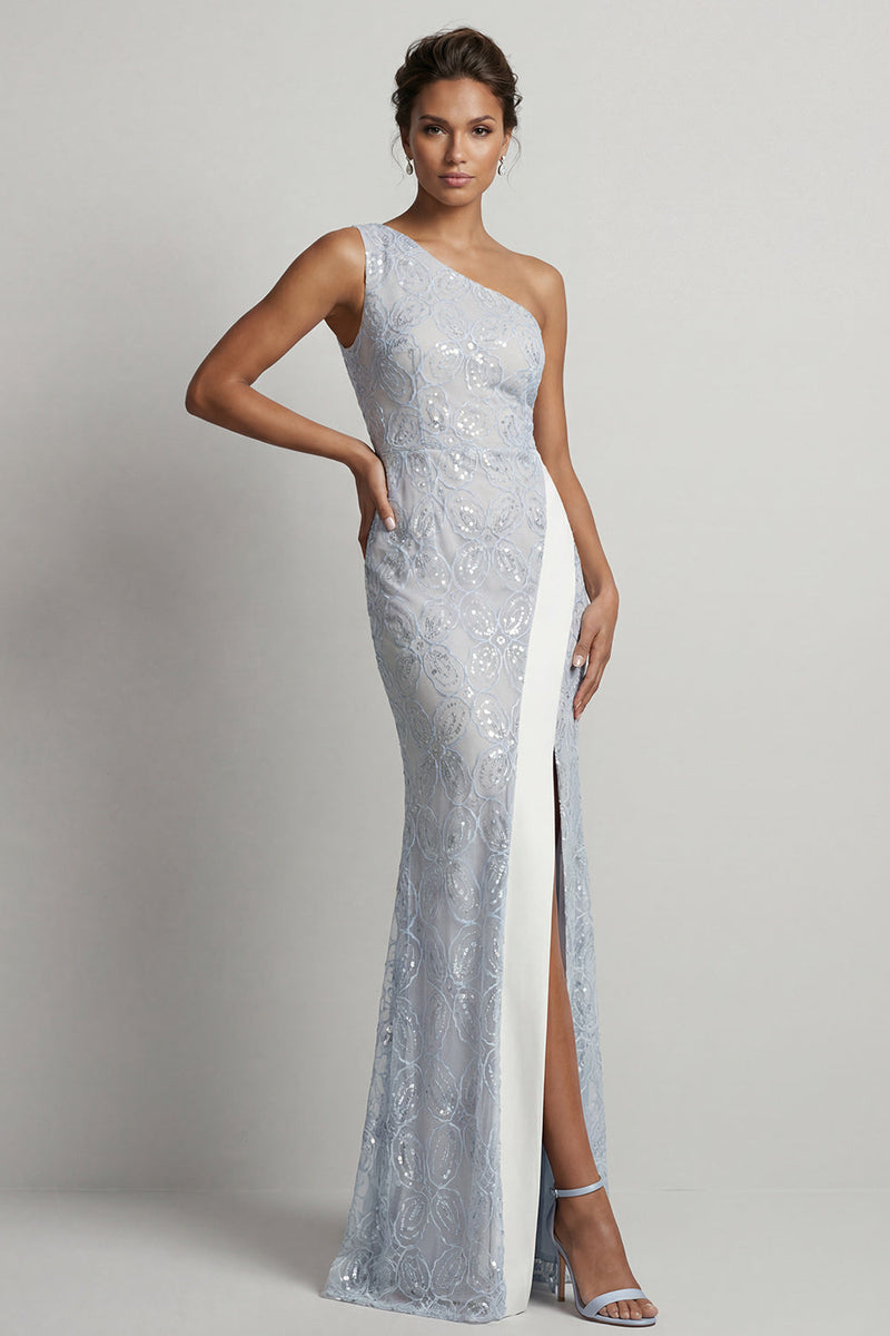 Load image into Gallery viewer, Mermaid Sequins Light Pink Sparkly Long Mother of the Bride Dress with Slit
