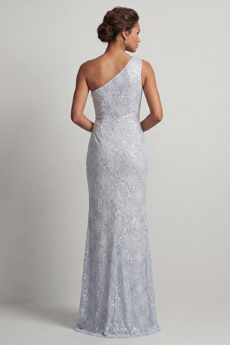 Load image into Gallery viewer, Mermaid Sequins Light Pink Sparkly Long Mother of the Bride Dress with Slit