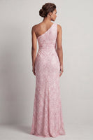 Load image into Gallery viewer, Mermaid Sequins Light Pink Sparkly Long Mother of the Bride Dress with Slit