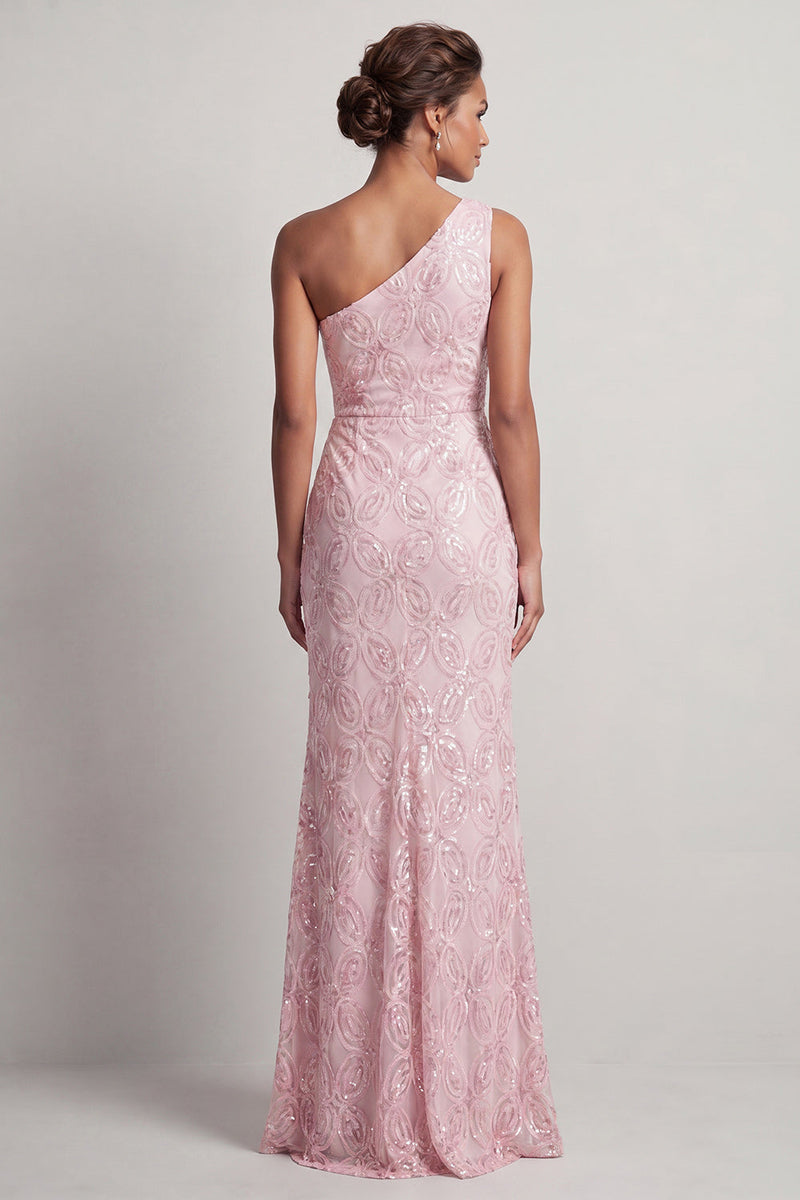 Load image into Gallery viewer, Mermaid Sequins Light Pink Sparkly Long Mother of the Bride Dress with Slit