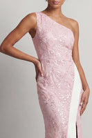 Load image into Gallery viewer, Mermaid Sequins Light Pink Sparkly Long Mother of the Bride Dress with Slit