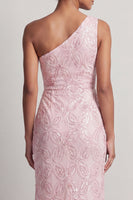 Load image into Gallery viewer, Mermaid Sequins Light Pink Sparkly Long Mother of the Bride Dress with Slit