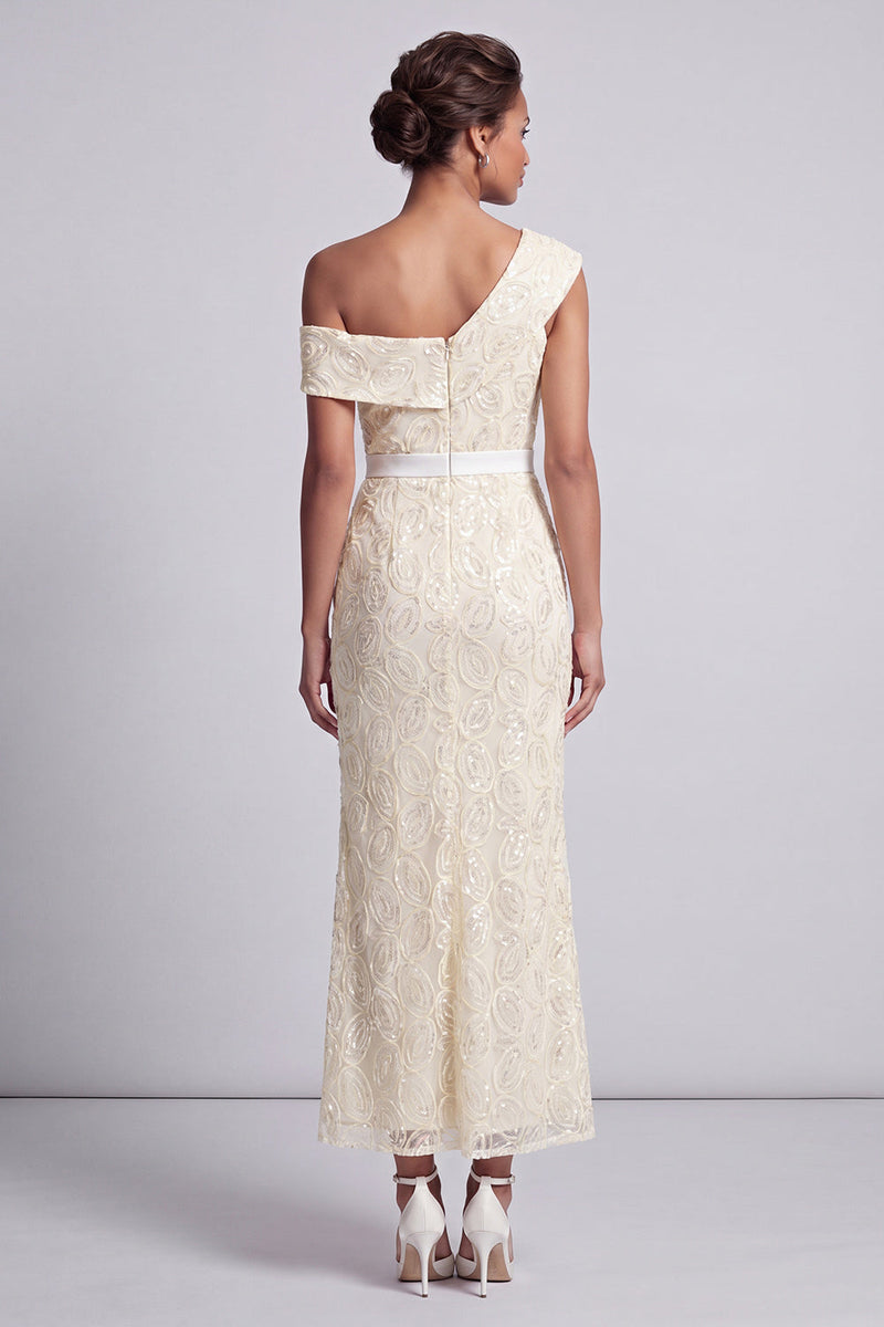 Load image into Gallery viewer, Mermaid Sequins Sparkly Apricot Long Mother of the Bride Dress with Slit