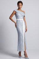 Load image into Gallery viewer, Mermaid Sequins Sparkly Apricot Long Mother of the Bride Dress with Slit
