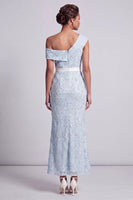 Load image into Gallery viewer, Mermaid Sequins Sparkly Apricot Long Mother of the Bride Dress with Slit