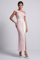 Load image into Gallery viewer, Mermaid Sequins Sparkly Apricot Long Mother of the Bride Dress with Slit