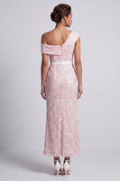 Load image into Gallery viewer, Mermaid Sequins Sparkly Apricot Long Mother of the Bride Dress with Slit