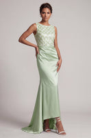 Load image into Gallery viewer, Sparkly Light Blue Mermaid Ruched Long Mother of the Bride Dress