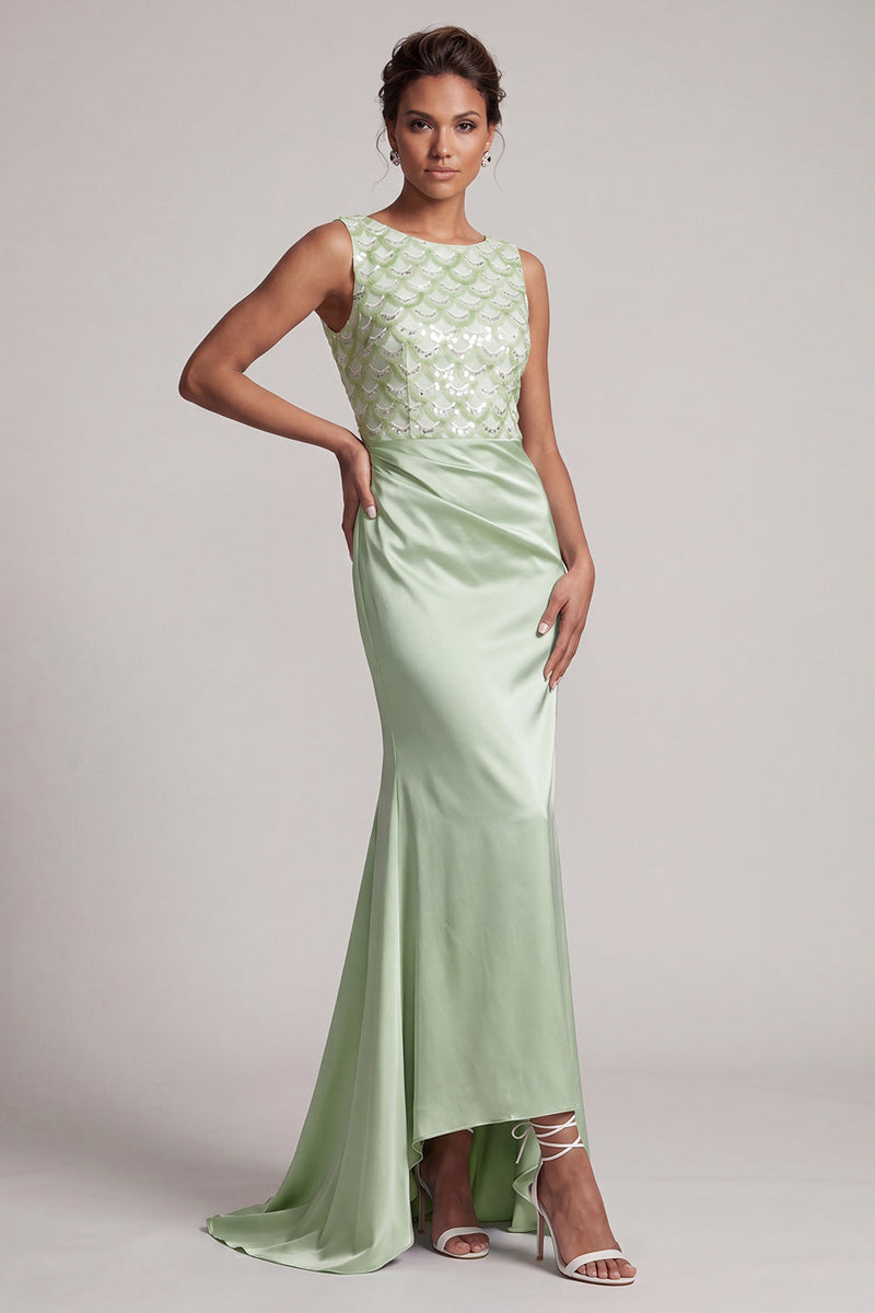 Load image into Gallery viewer, Sparkly Light Blue Mermaid Ruched Long Mother of the Bride Dress