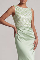 Load image into Gallery viewer, Sparkly Light Blue Mermaid Ruched Long Mother of the Bride Dress
