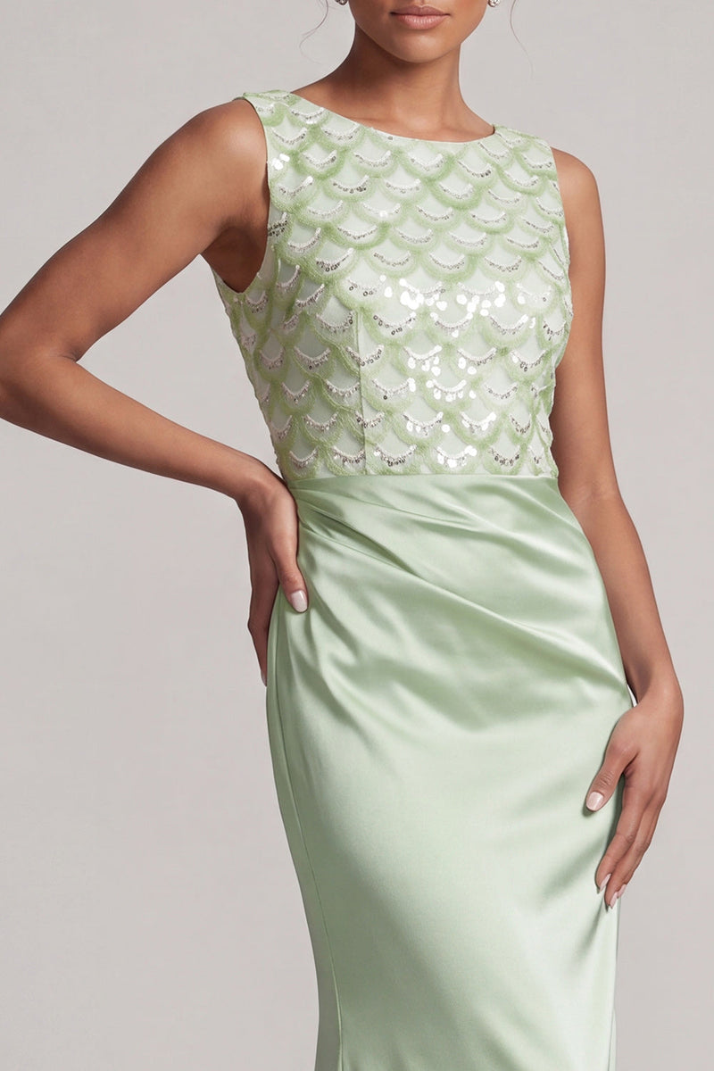 Load image into Gallery viewer, Sparkly Light Blue Mermaid Ruched Long Mother of the Bride Dress