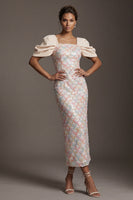 Load image into Gallery viewer, Sheath Sparkly Blush Sequins Long Mother of the Bride Dress with Slit