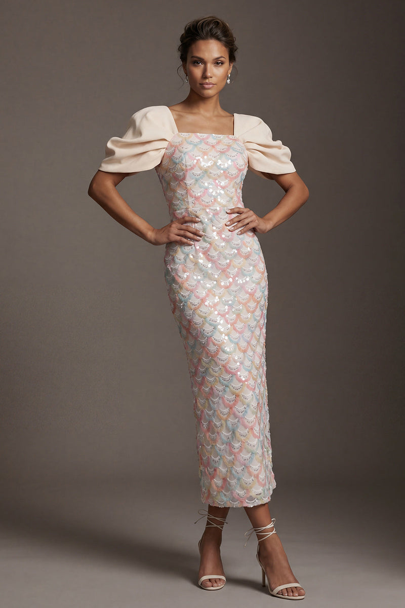 Load image into Gallery viewer, Sheath Sparkly Blush Sequins Long Mother of the Bride Dress with Slit