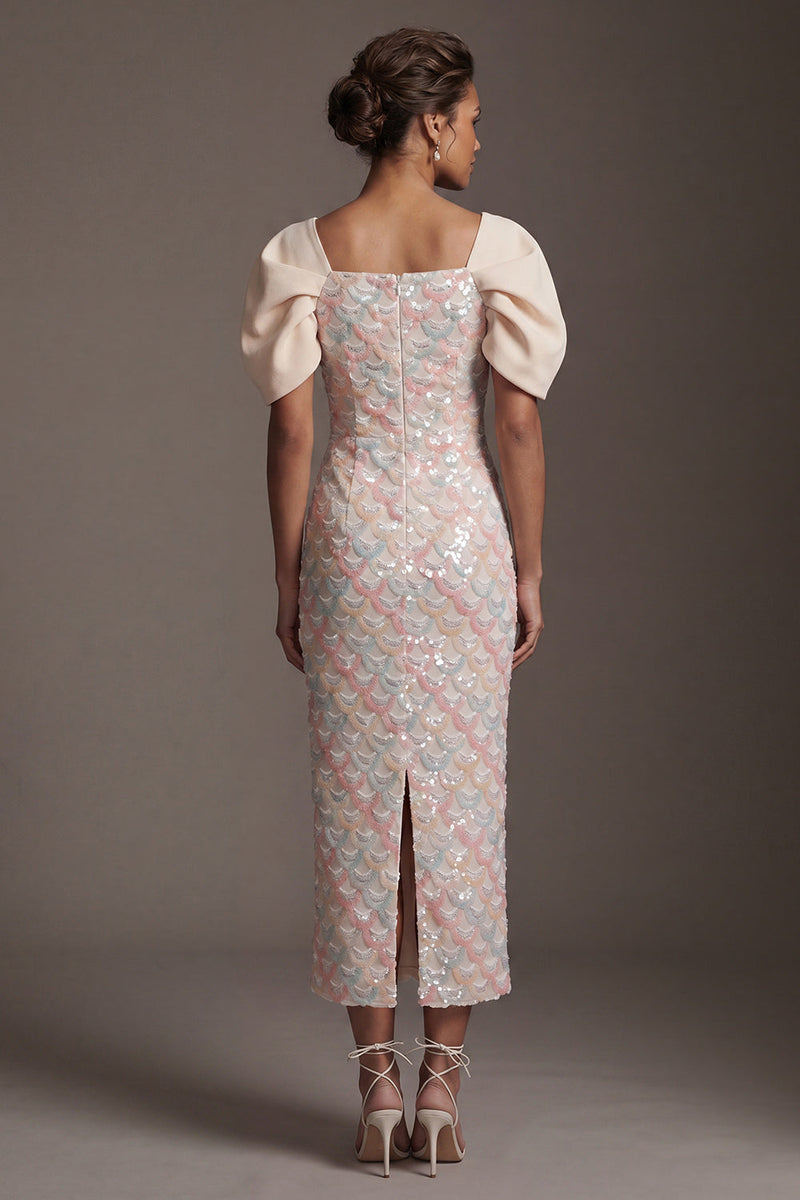 Load image into Gallery viewer, Sheath Sparkly Blush Sequins Long Mother of the Bride Dress with Slit
