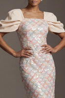 Load image into Gallery viewer, Sheath Sparkly Blush Sequins Long Mother of the Bride Dress with Slit