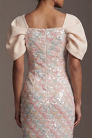 Load image into Gallery viewer, Sheath Sparkly Blush Sequins Long Mother of the Bride Dress with Slit