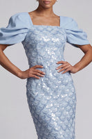 Load image into Gallery viewer, Sheath Sparkly Blush Sequins Long Mother of the Bride Dress with Slit
