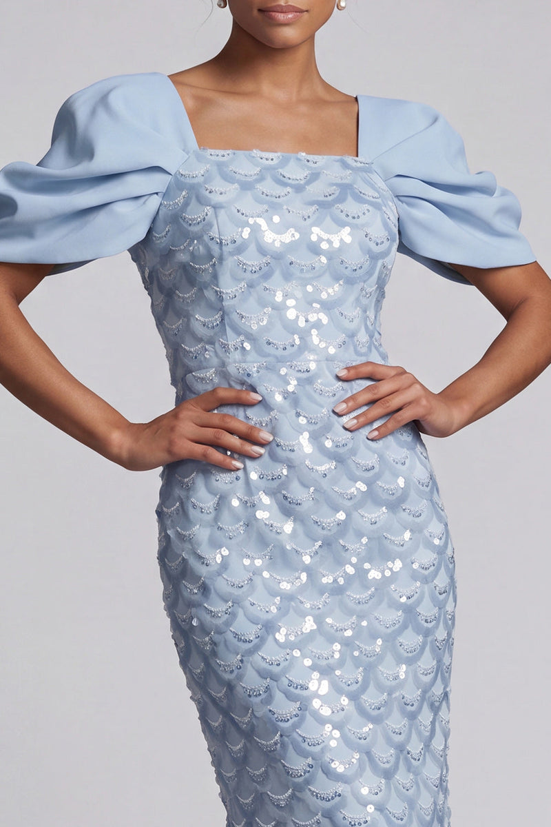 Load image into Gallery viewer, Sheath Sparkly Blush Sequins Long Mother of the Bride Dress with Slit