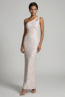 Load image into Gallery viewer, Sparkly Light Green Sheath Sequins Long Mother of the Bride Dress with Keyhole