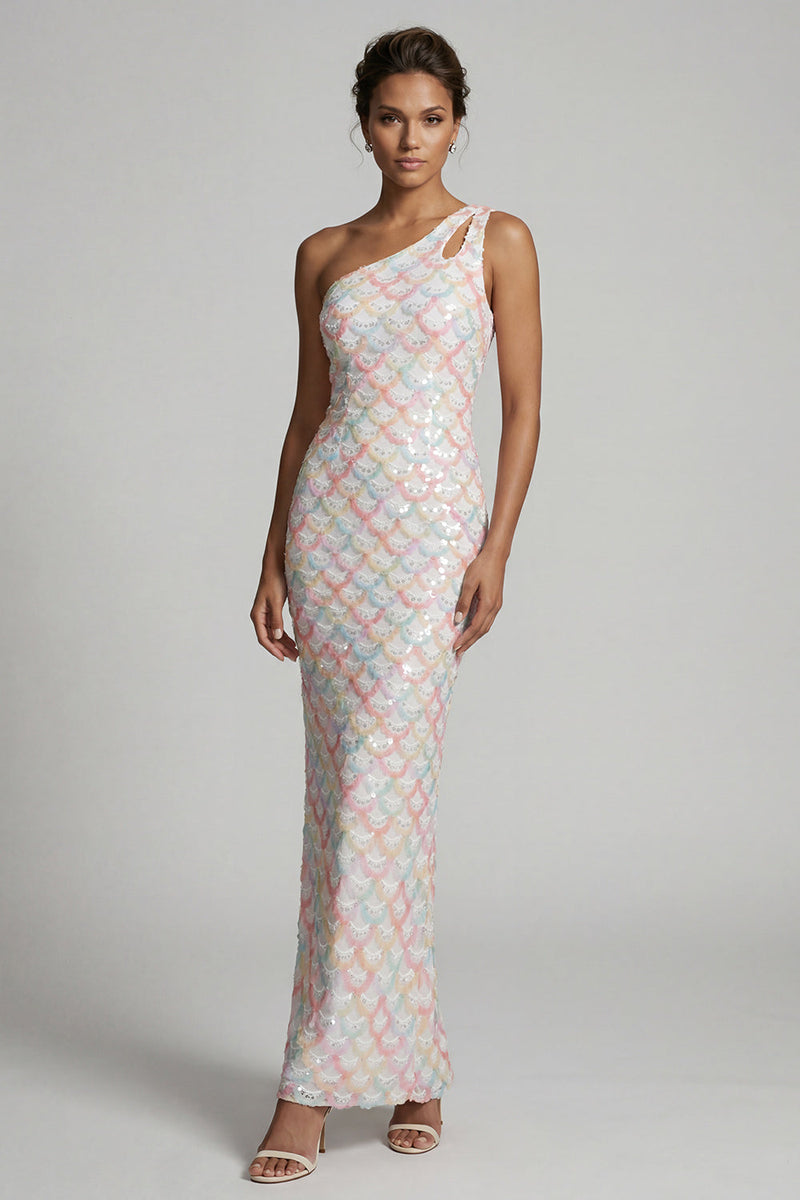 Load image into Gallery viewer, Sparkly Light Green Sheath Sequins Long Mother of the Bride Dress with Keyhole