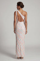 Load image into Gallery viewer, Sparkly Light Green Sheath Sequins Long Mother of the Bride Dress with Keyhole
