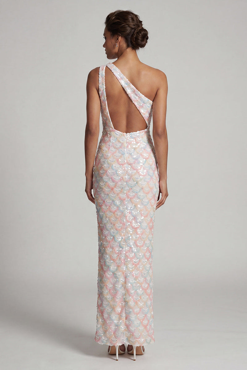 Load image into Gallery viewer, Sparkly Light Green Sheath Sequins Long Mother of the Bride Dress with Keyhole