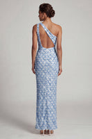 Load image into Gallery viewer, Sparkly Light Green Sheath Sequins Long Mother of the Bride Dress with Keyhole