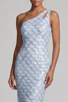 Load image into Gallery viewer, Sparkly Light Green Sheath Sequins Long Mother of the Bride Dress with Keyhole