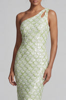 Load image into Gallery viewer, Sparkly Light Green Sheath Sequins Long Mother of the Bride Dress with Keyhole