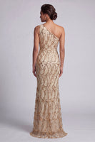 Load image into Gallery viewer, Sparkly Champagne Sequin Mermaid Long Mother of the Bride Dress with Keyhole