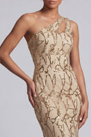 Load image into Gallery viewer, Sparkly Champagne Sequin Mermaid Long Mother of the Bride Dress with Keyhole