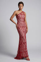 Load image into Gallery viewer, Sparkly Champagne Sequin Mermaid Long Mother of the Bride Dress with Keyhole