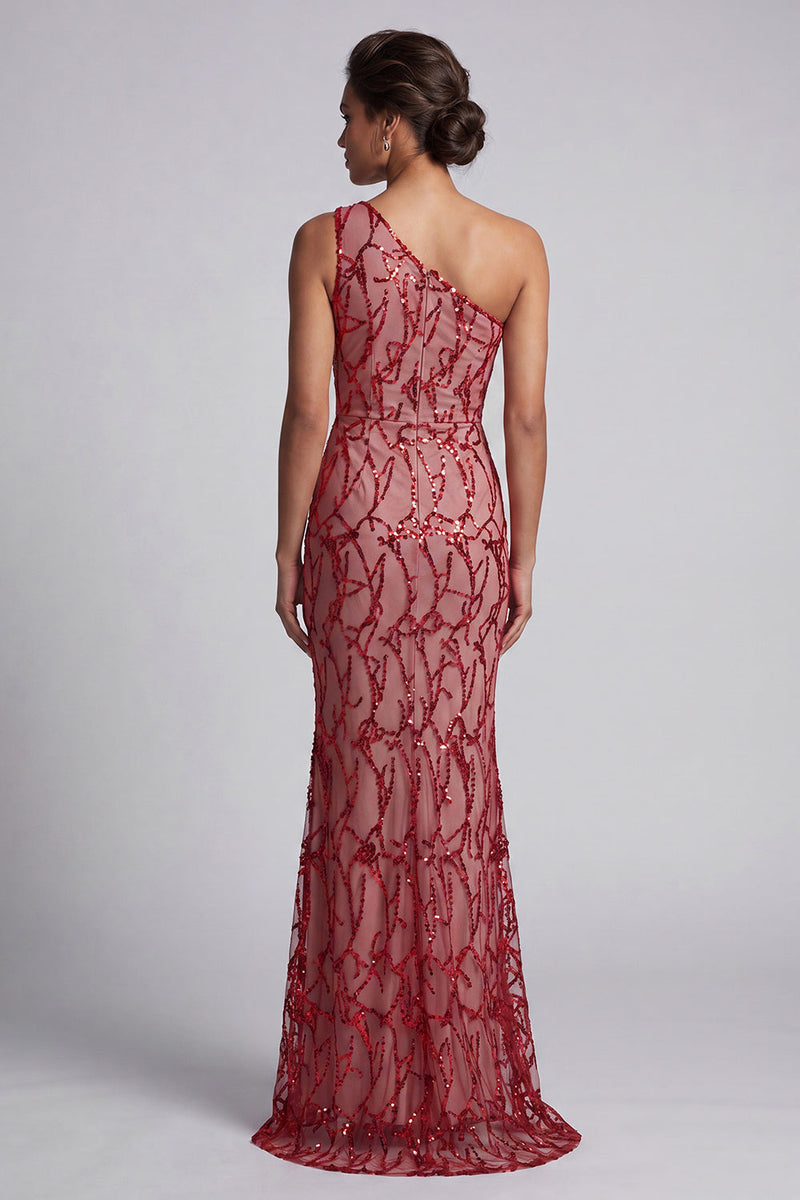 Load image into Gallery viewer, Sparkly Champagne Sequin Mermaid Long Mother of the Bride Dress with Keyhole