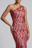 Load image into Gallery viewer, Sparkly Champagne Sequin Mermaid Long Mother of the Bride Dress with Keyhole