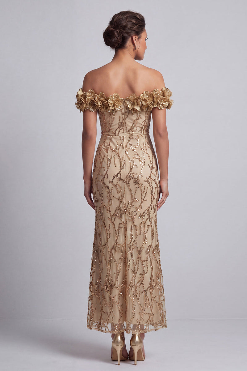 Load image into Gallery viewer, Sparkly Pink Sequin Mermaid Long Mother of the Bride Dress with 3D Flowers