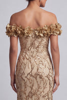 Load image into Gallery viewer, Sparkly Pink Sequin Mermaid Long Mother of the Bride Dress with 3D Flowers